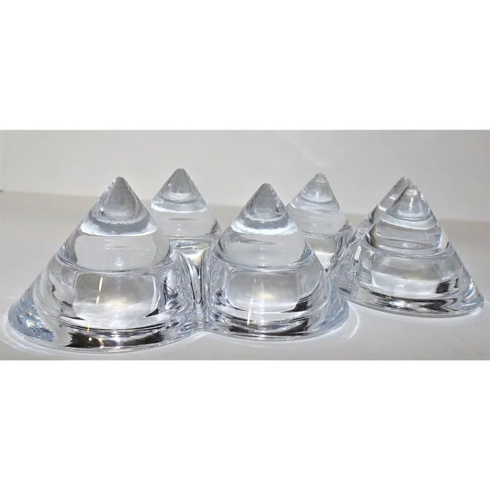 Vintage Set of 2 Tri-footed Crystal Inverted Pyramid Tea Light Holders